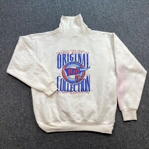 IOU Original Collection Sz M Mens White 90s Skater Mock Neck Graphic Sweatshirt